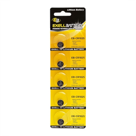 5pack Exell 3V Lithium Coin Cell Battery Replaces DL1025